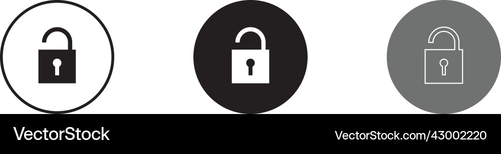 Set of unlock icons simple round Vector Image