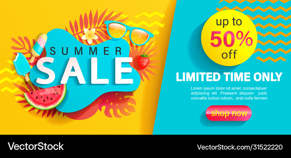Summer big sale banner on geometric background Summer big sale banner on geometric background vector image
