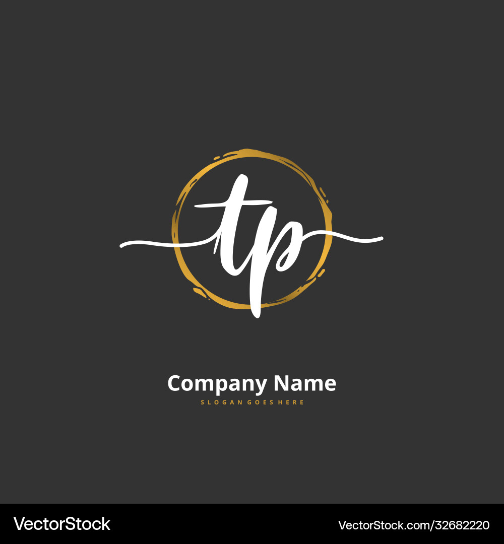 T p tp initial handwriting and signature logo Vector Image