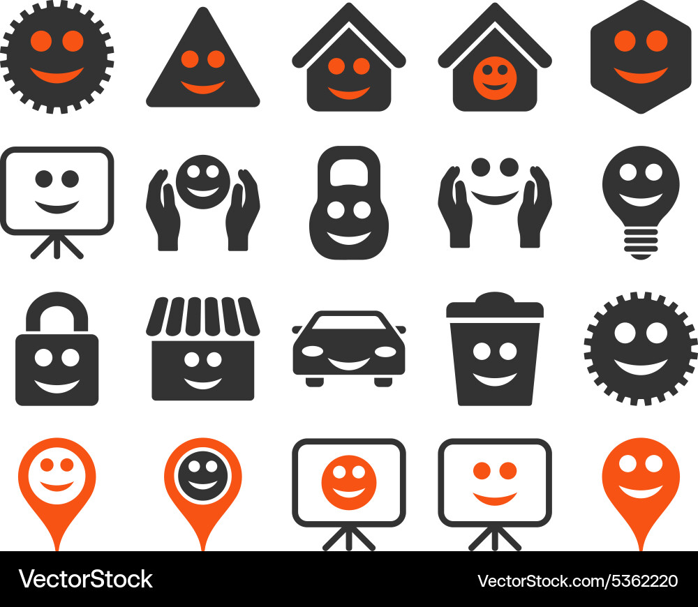 Tools options smiles objects icons Vector Image