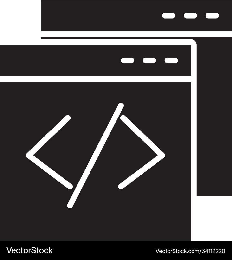 Web browser coding icon silhouette style vector image