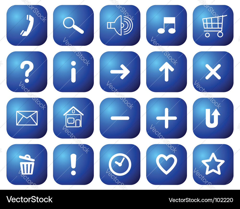 Website Icon Buttons with Symbols Vector Image