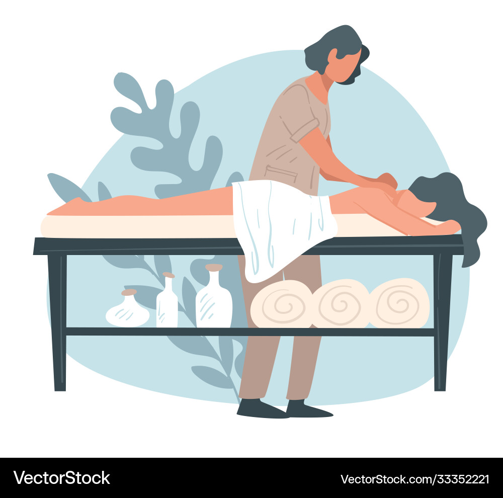 Back massage at spa center or salon professional Back massage at spa center or salon professional vector image