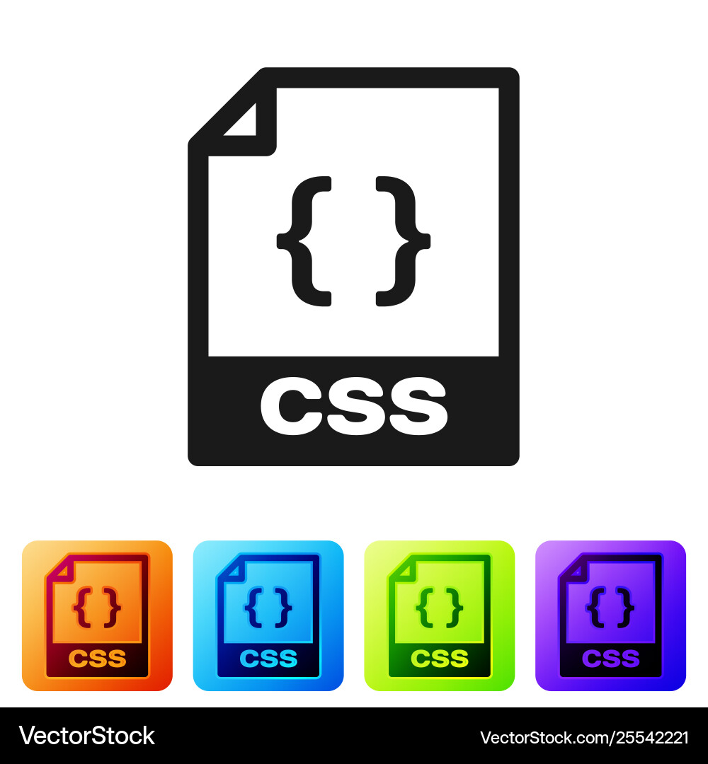 Black css file document icon download button vector image