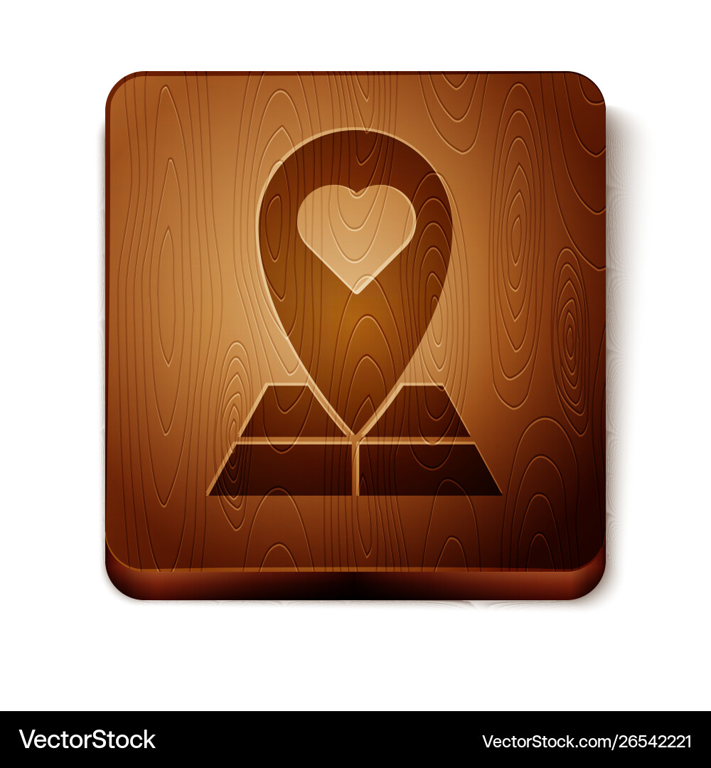 Brown map pointer with heart icon isolated Brown map pointer with heart icon isolated vector image