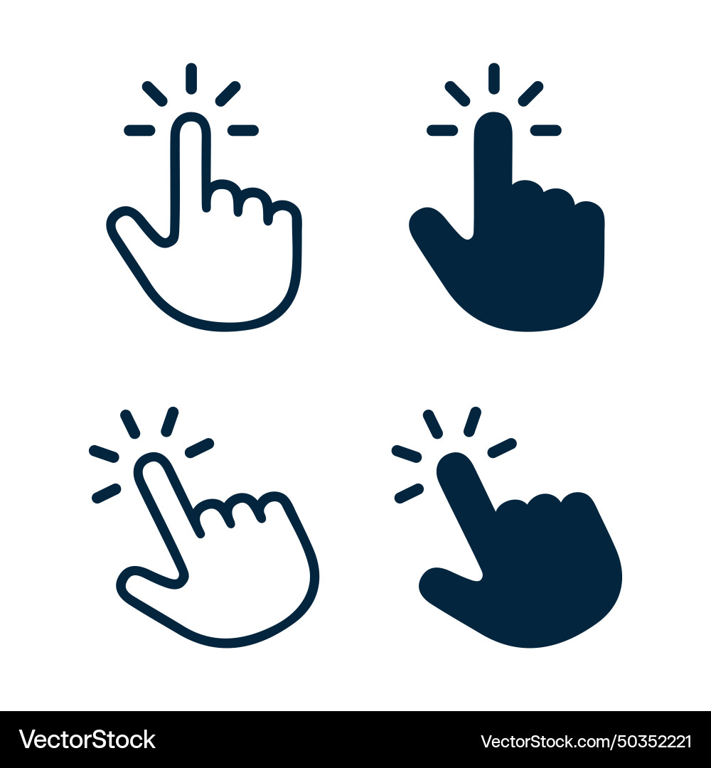 Clicking finger icons and hand pointer Clicking finger icons and hand pointer vector image