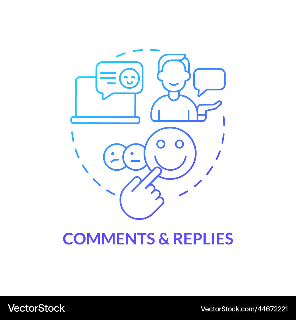 Comments and replies blue gradient concept icon Vector Image