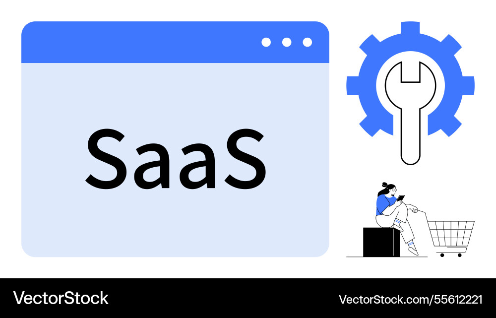 Conceptual saas platform with user and tools Conceptual saas platform with user and tools vector image