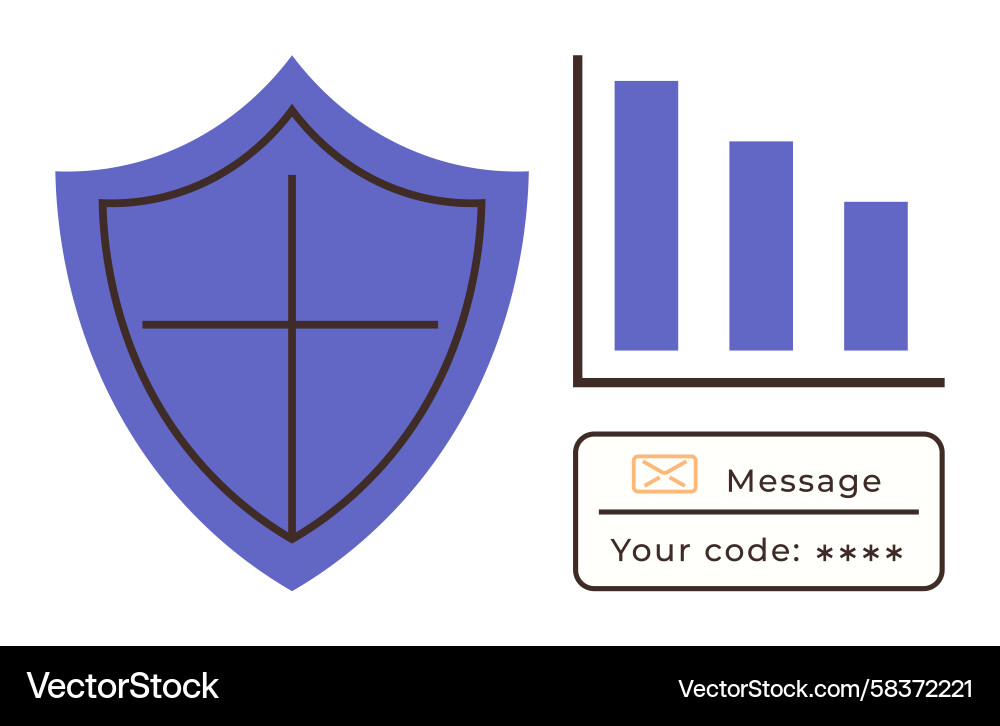 Cybersecurity Data Protection Shield Graph Vector Image
