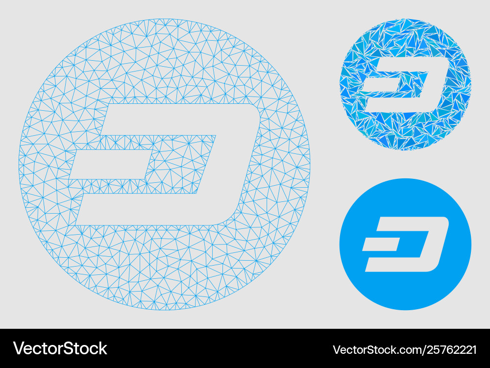 Dash coin mesh network model and triangle Dash coin mesh network model and triangle vector image