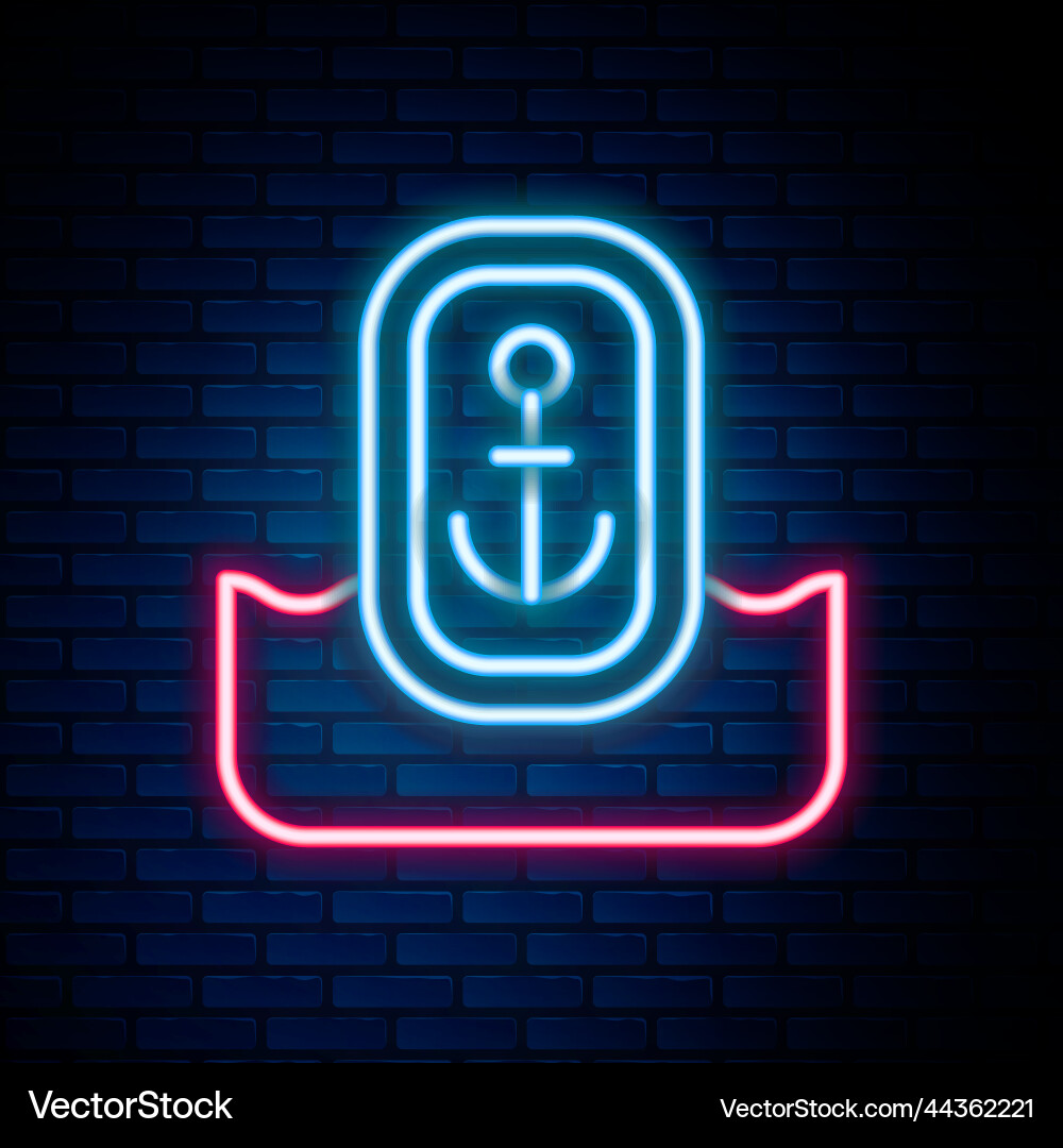 Glowing neon line map pointer with anchor icon Glowing neon line map pointer with anchor icon vector image
