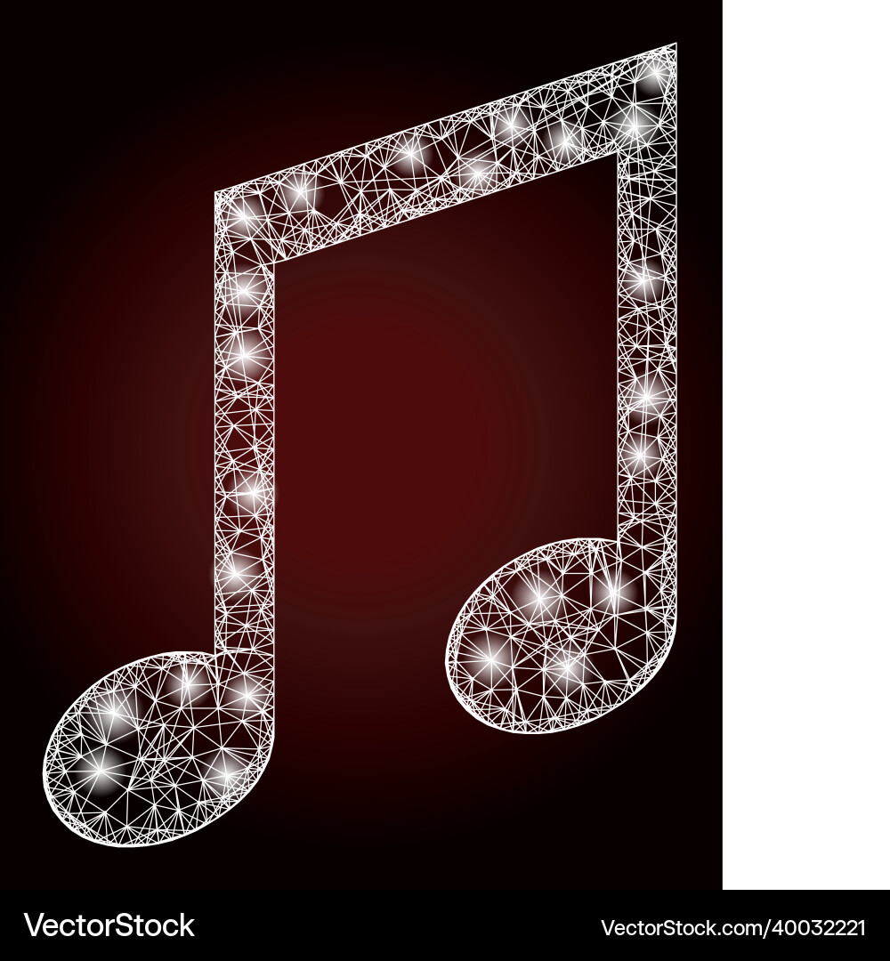 Glowing net mesh music notes with lightspots Glowing net mesh music notes with lightspots vector image