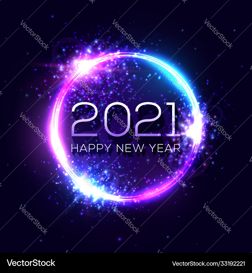 Happy new year 2021 neon light sign greeting card Happy new year 2021 neon light sign greeting card vector image
