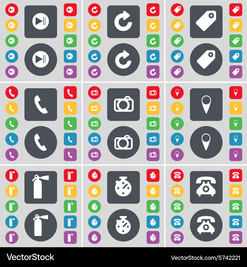 Media skip reload tag receiver camera checkpoint vector image