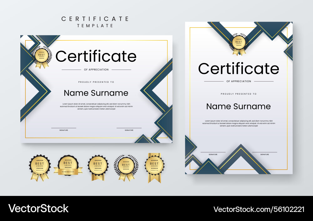 Modern certificate template with geometric – Royalty-Free Vector ...