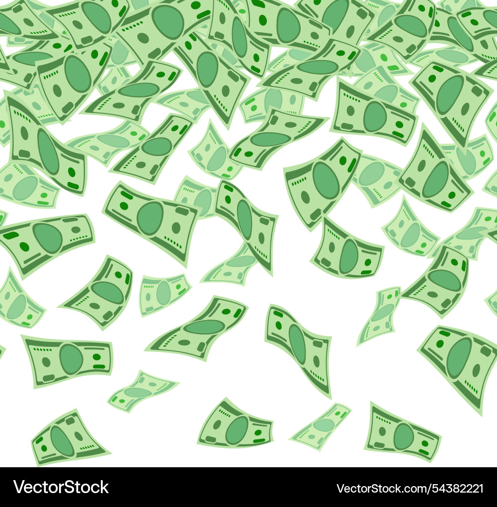 Money rain background green dollar bills falling Money rain background green dollar bills falling vector image