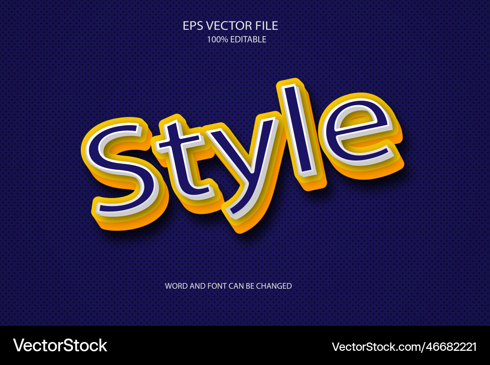Realistic 3d style editable text effect vector image
