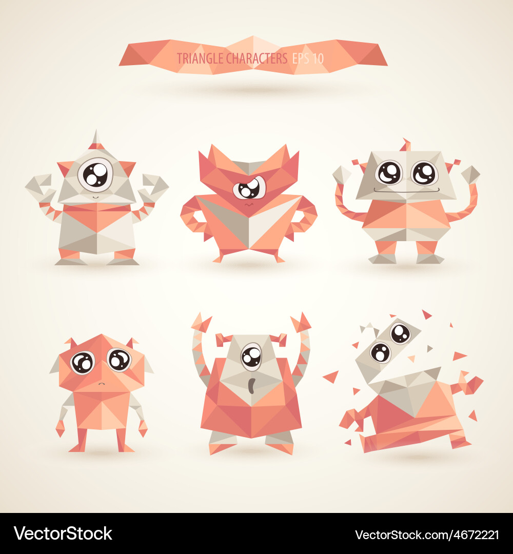 Robot Origami Set - Triangular Characters vector image