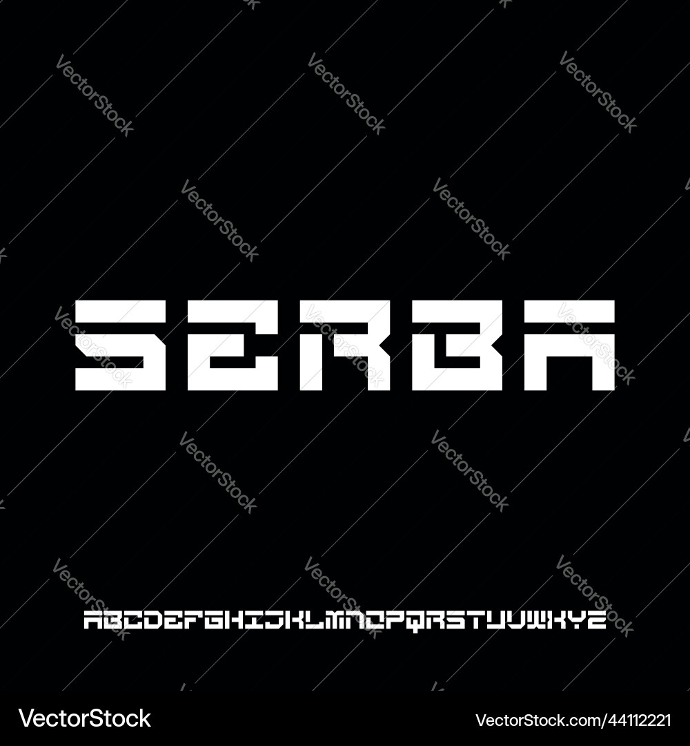Serba display unique and futuristicc alphabet fon Serba display unique and futuristicc alphabet fon vector image