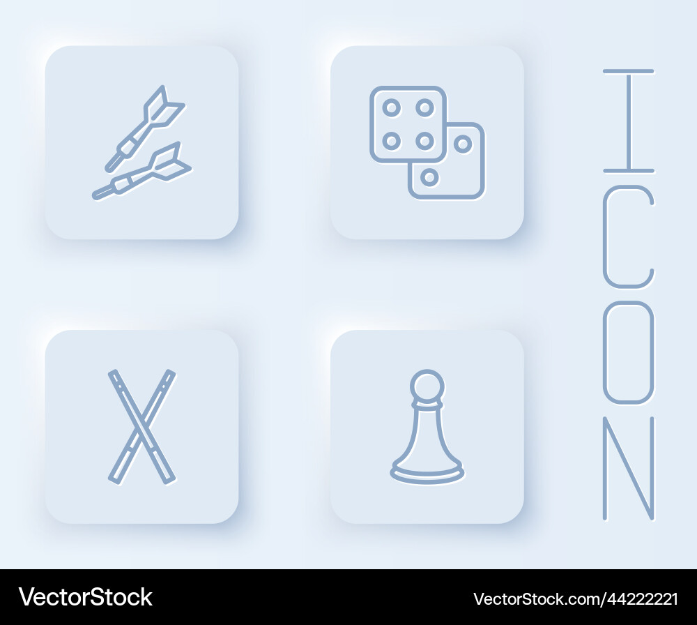 Set line dart arrow game dice crossed billiard Set line dart arrow game dice crossed billiard vector image
