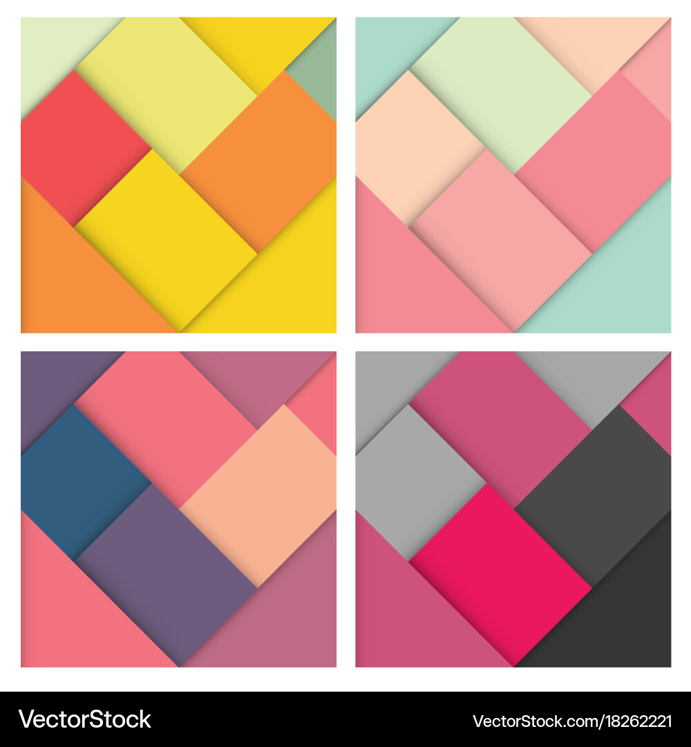 Set of square colorful retro background Vector Image