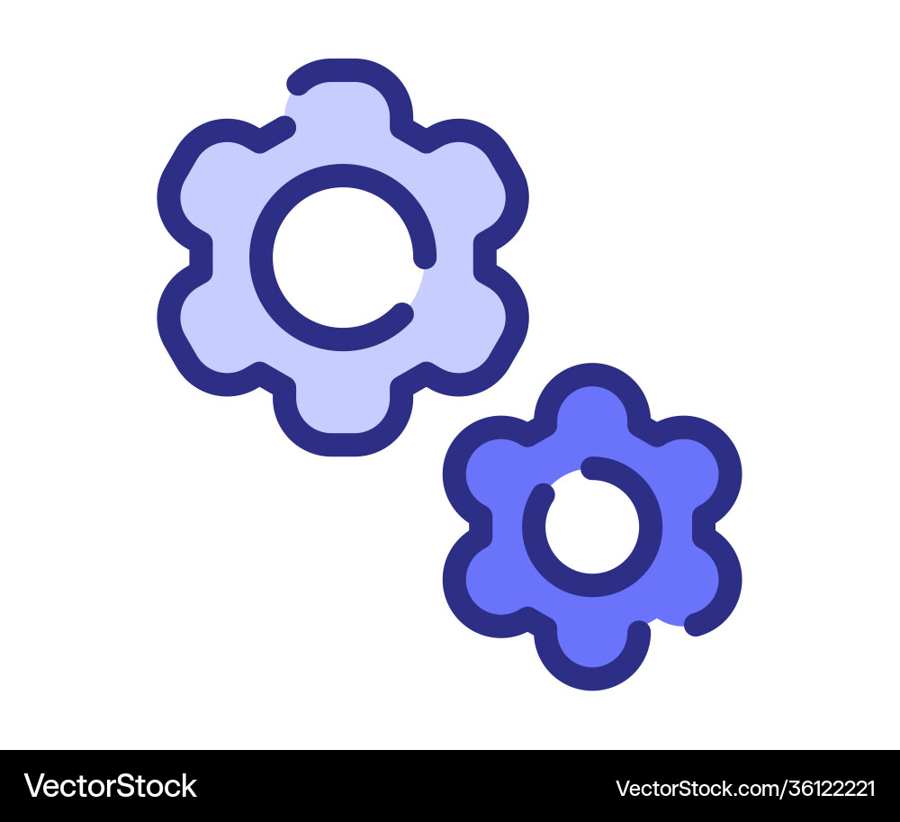 Setting configuration cog single isolated icon Setting configuration cog single isolated icon Vector Image