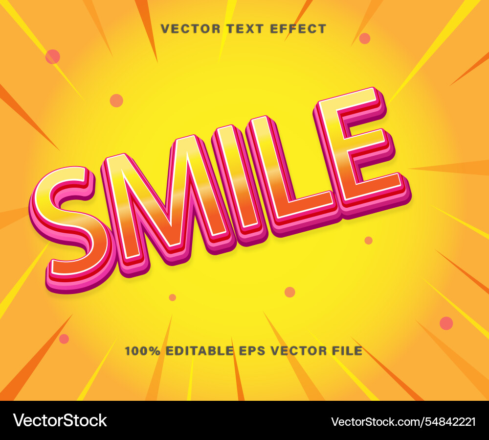 Smile text effect 3d editable Smile text effect 3d editable Vector Image