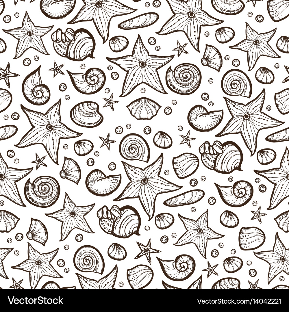Starfish shell seamless pattern vector image
