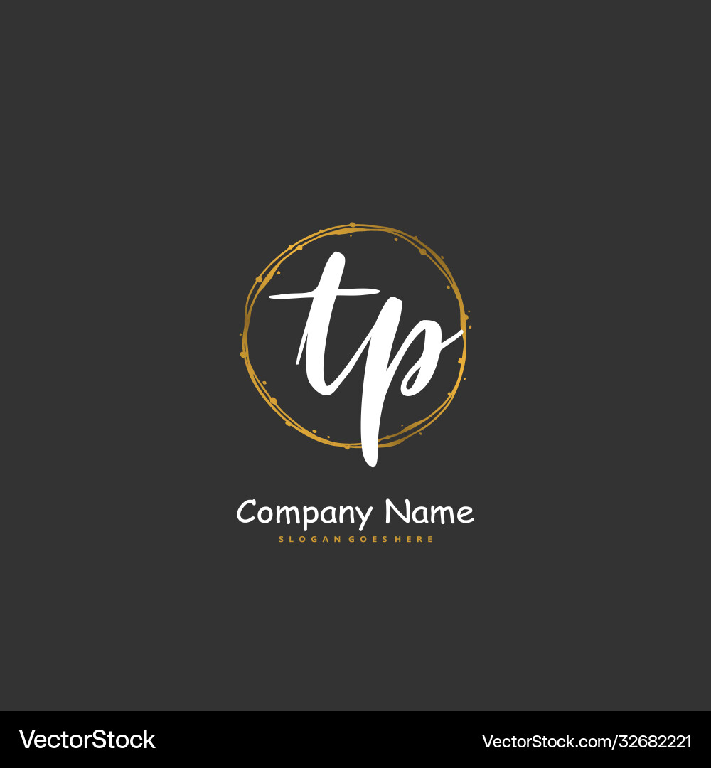 T p tp initial handwriting and signature logo T p tp initial handwriting and signature logo Vector Image