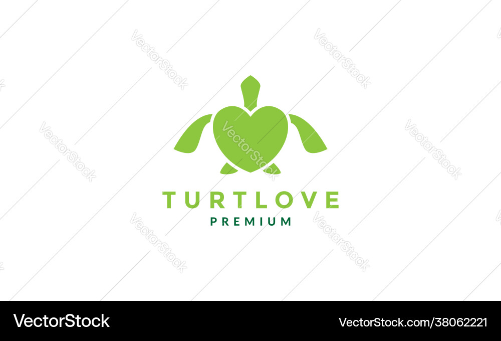 Turtle Heart Logo - Love & Care Vector Image