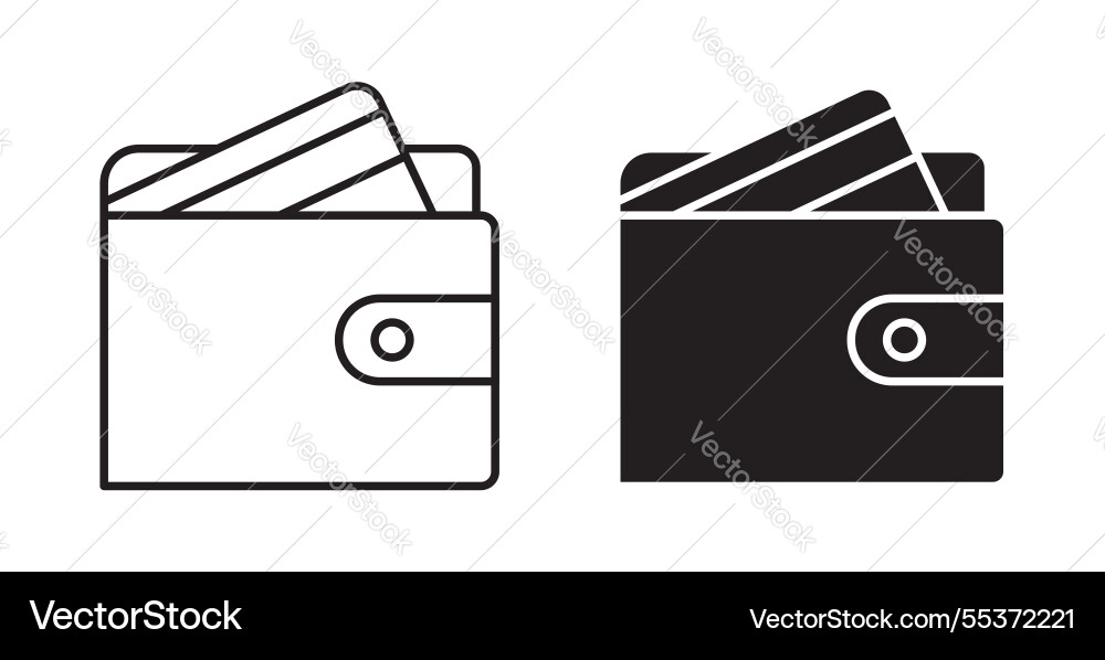 Wallet icon set in thin line for web vector image