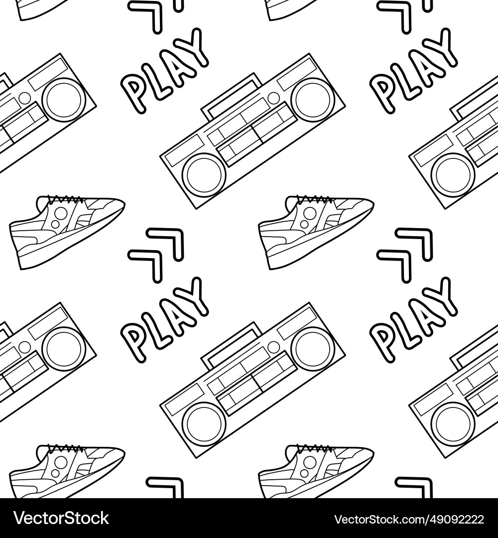 Abstract seamless pattern in 90s style outline Abstract seamless pattern in 90s style outline Vector Image
