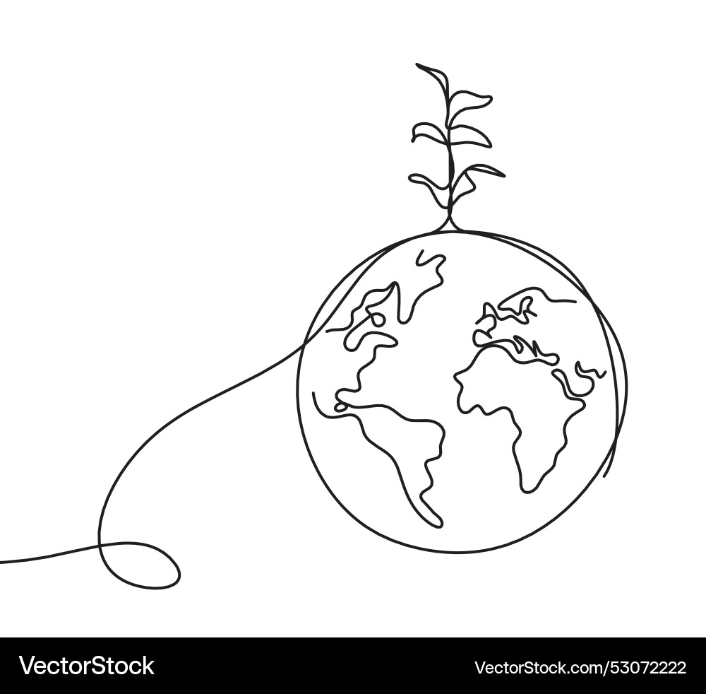 Abstrakte Pflanze mit Planet Erde als Linienzeichnung Abstrakte Pflanze mit Planet Erde als Linienzeichnung vektorbild