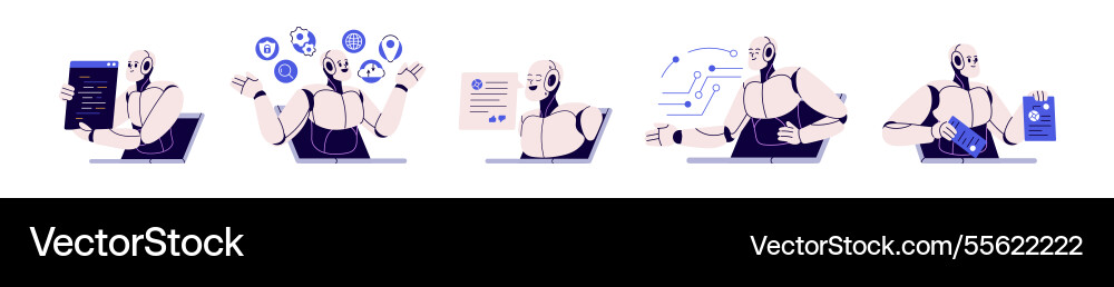 Ai and machine learning concept set chatbot Ai and machine learning concept set chatbot vector image