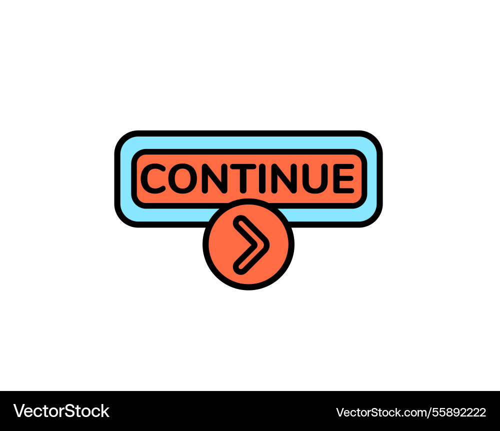 Colorful continue button with arrow for website Vector Image
