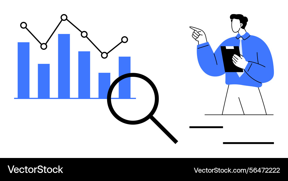 Data analysis and presentation with bar chart Data analysis and presentation with bar chart vector image