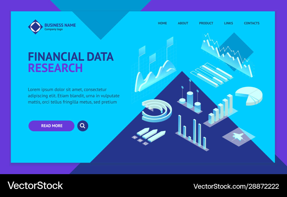 Data financial graphs concept landing web page Data financial graphs concept landing web page vector image