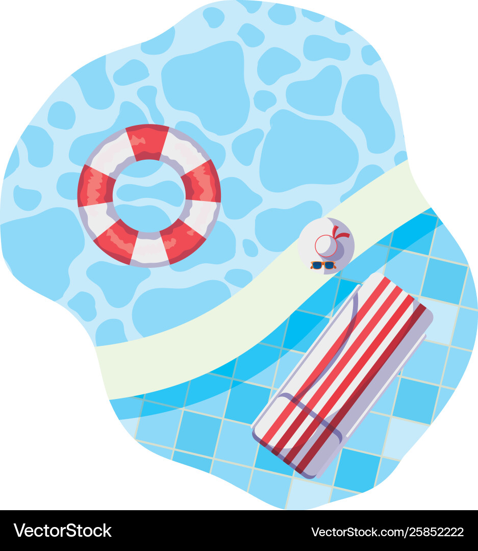 Edge pool with float and tanning mat scene Vector Image