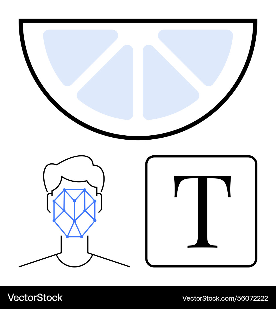 Facial recognition technology and data processing vector image
