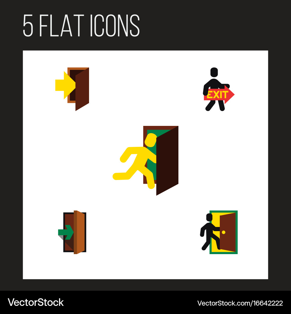 Flat icon emergency set of open door exit vector image