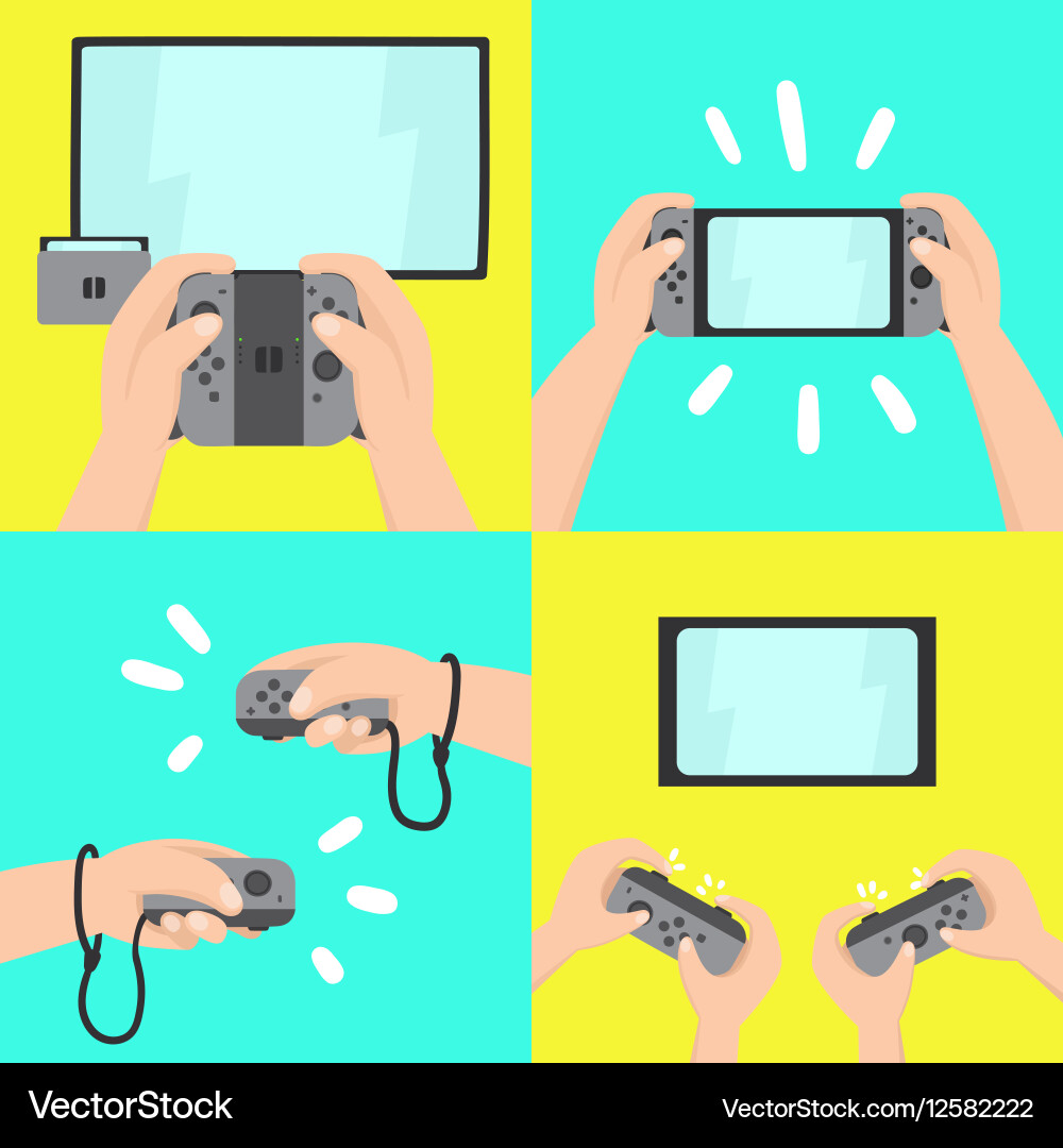 Gaming system four different types of use vector image