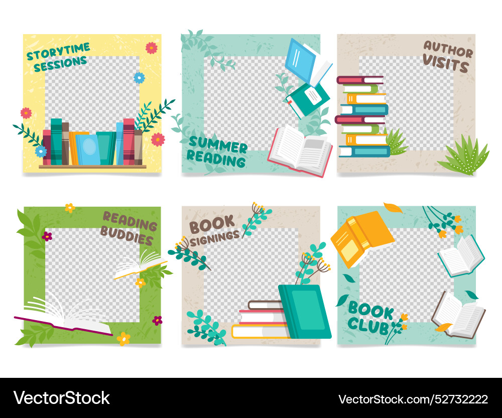 Library event reading book hobby frame transparent Library event reading book hobby frame transparent vector image