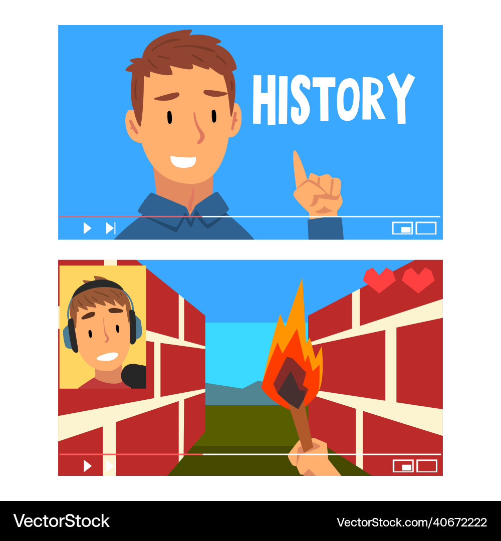 Man vlogger video streaming in the internet making Man vlogger video streaming in the internet making vector image