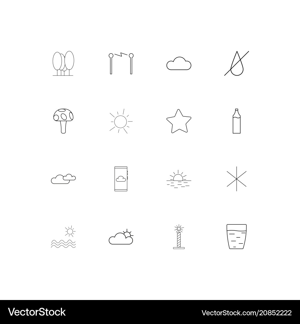 Nature linear thin icons set outlined simple vector image