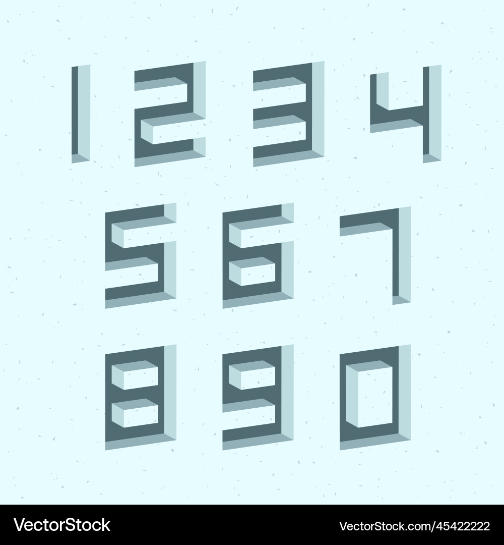 Set of numbers with 3d isometric effect vector image