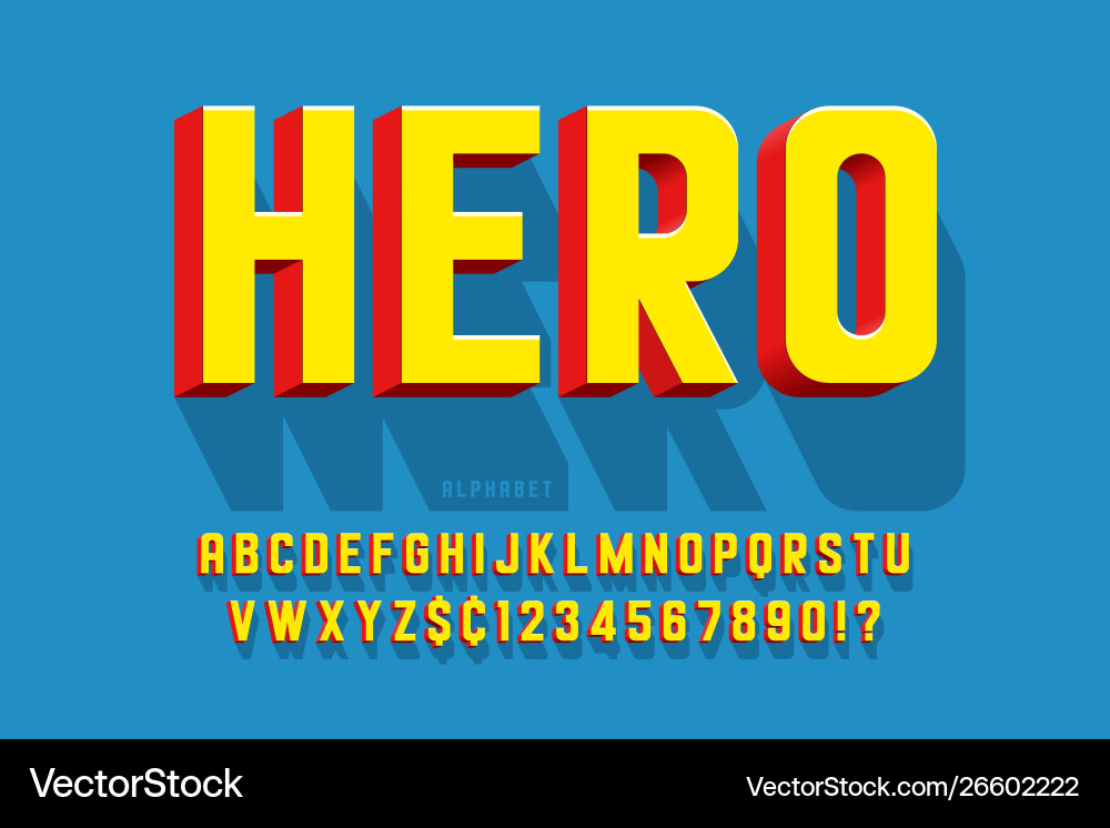 Trendy 3d comical font design colorful alphabet Trendy 3d comical font design colorful alphabet Vector Image