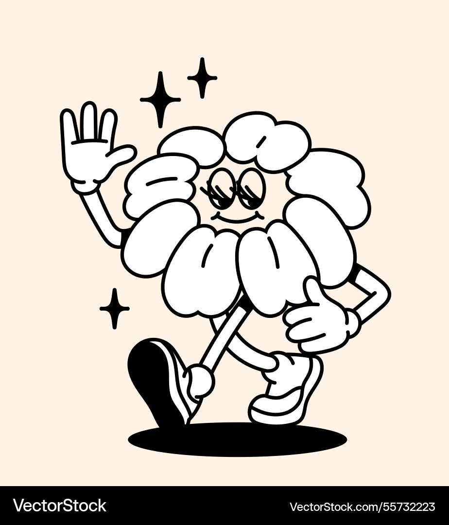 70er Jahre groovy Comic Charakter niedlich retro Cartoon 70er Jahre groovy Comic Charakter niedlich retro Cartoon vektorbild