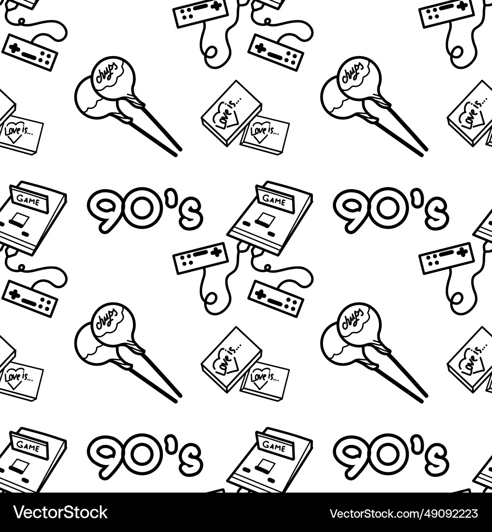 Abstract seamless pattern in 90s style outline Abstract seamless pattern in 90s style outline Vector Image