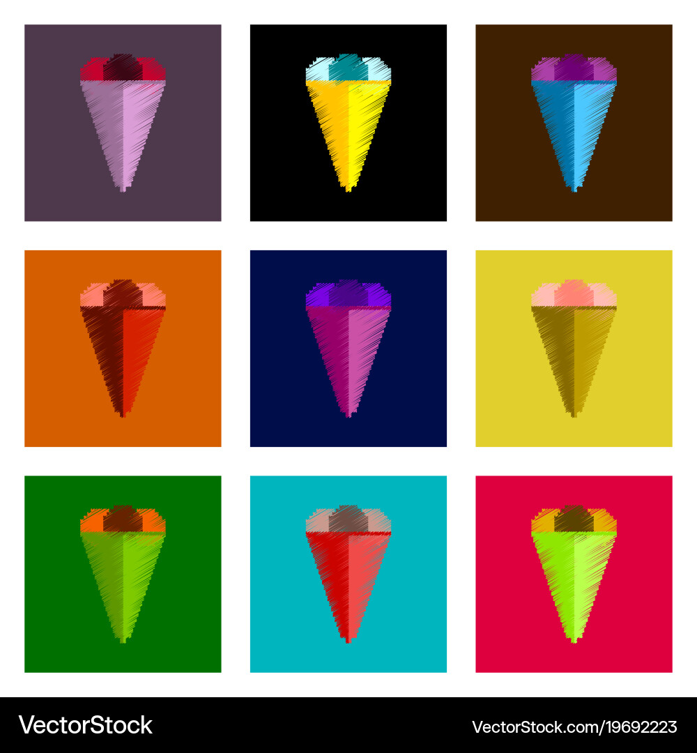 Assembly of flat shading style pixel icon ice Vector Image