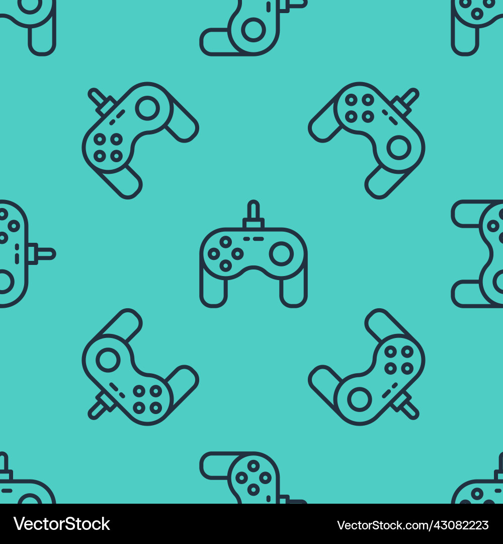 Black line gamepad icon isolated seamless pattern Black line gamepad icon isolated seamless pattern vector image